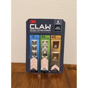 3M Claw Drywall Picture Hangers, 8 Hangers, 15 (3) & 25 (3) & 45 (2) Pounds